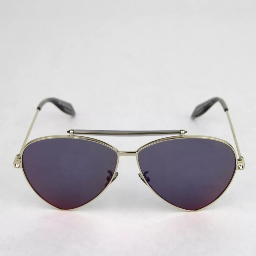 ALEXANDER MCQUEEN Blue Reflective Aviator Sunglasses, NWT - Picture 2 of 7